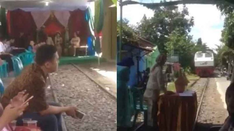Video Viral Resepsi Pernikahan di Tengah Rel Kereta Balai Yasa Yogyakarta