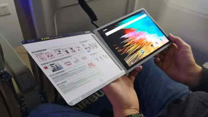Perangkat-majalah-digital-OLED-di-pesawat-hasl-pengembangan-Airbus