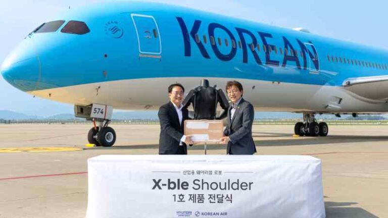 Mengurangi Beban dan Tingkatkan Keselamatan Kerja, Korean Air Terima “X-ble Shoulder” – Robot yang Dapat Dikenakan